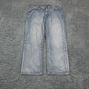 Axel Jeans Mens 36x30 Blue Straight Leg Denim Embroidered 36x28* Pockets